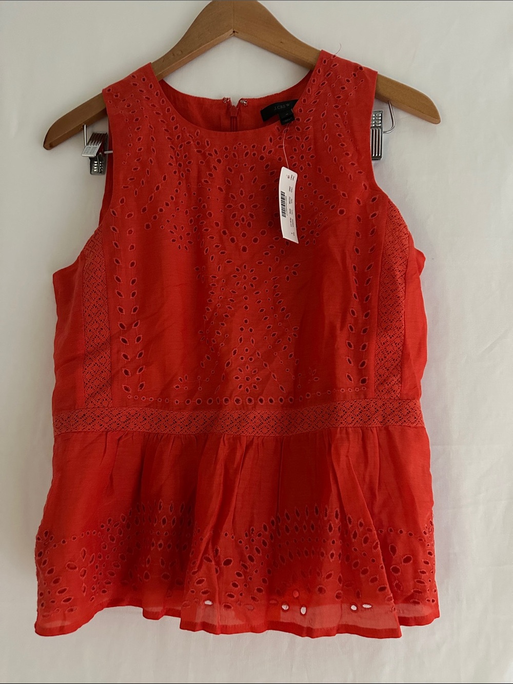 NWT J. Crew Red Eyelet Peplum Camisole